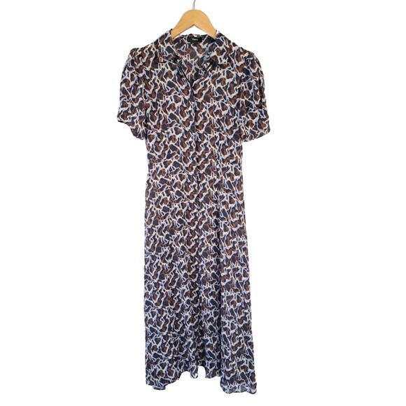 THEORY Jasper Silk Midi Shirt Dress Size 2 A-line Business Casual Short Sleeve - Picture 6 of 13